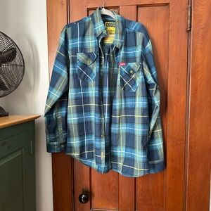 DIXXON Navy and Gold Plaid Shirt